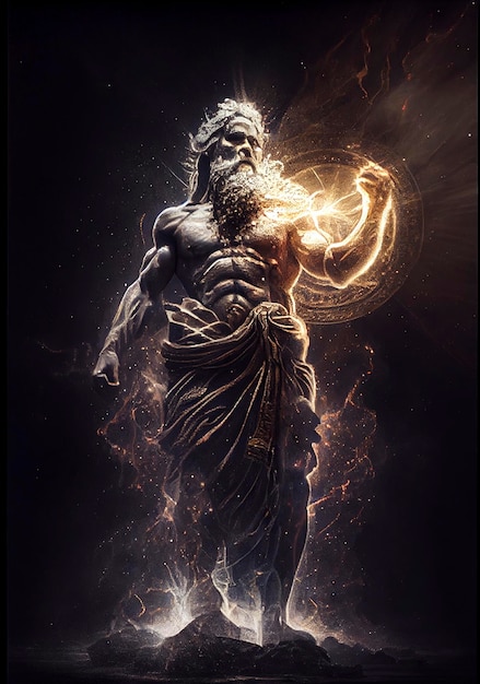 Mythologischer griechischer Gott der Dunkelheit Erebus, umgeben vom Universum vor dunklem Hintergrund Urgottheit Erebos an Ort und Stelle zwischen Erde und Hades Ein mächtiges göttliches Nachtwesen mit generativer KI