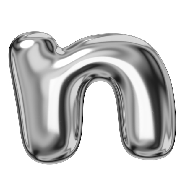 N alfabeto png pegatina 3D cromo metálico diseño de globo fondo transparente