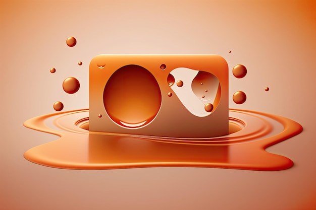 N bola laranja flutuando em uma poça de água Generative AI