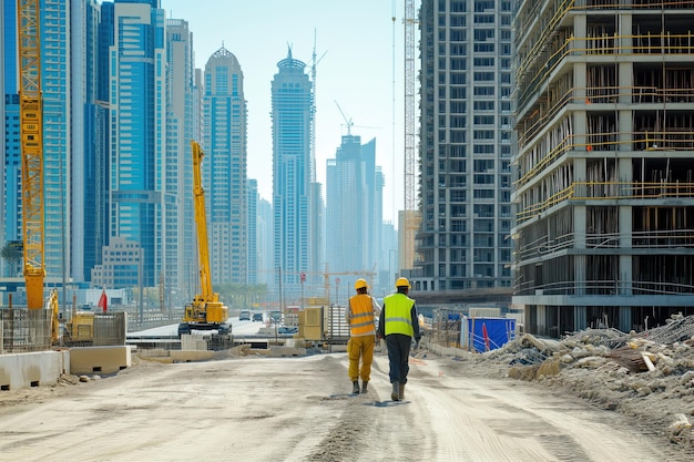 Na área de construção de edifícios de apartamentos altos, os construtores estão a trabalhar com energia geradora.