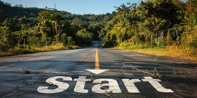 Foto na distância há uma estrada de asfalto generative ai