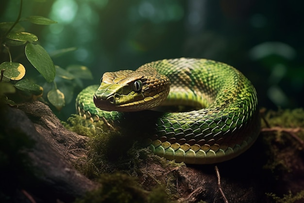 na floresta como o céu uma grande cobra