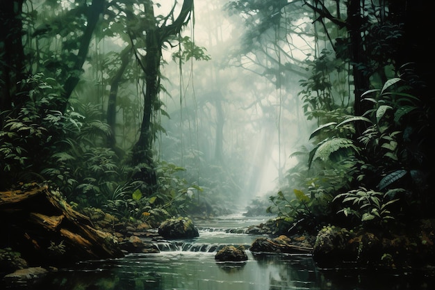 Foto na floresta do rio generative ai