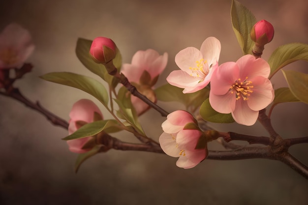 Na primavera, as flores de cerejeira estão em plena floração. A rede neural é gerada.