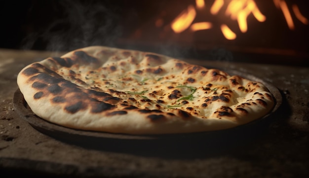 Naan O clássico pão indiano que é um alimento básico em todas as refeições