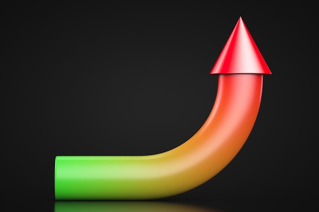 Nach oben gebogener Pfeil Grüner bis roter Farbverlauf Infografik-Themen