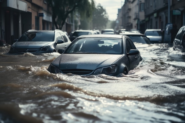 Nach starkem Regen wurden die Straßen der Stadt überschwemmt und führten zu möglichen Schäden an Autos. Versicherungsansprüche für Kraftfahrzeuge