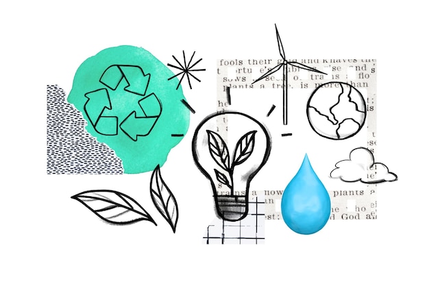 Nachhaltige Energie png Umwelt Doodle Remix durchsichtiger Hintergrund