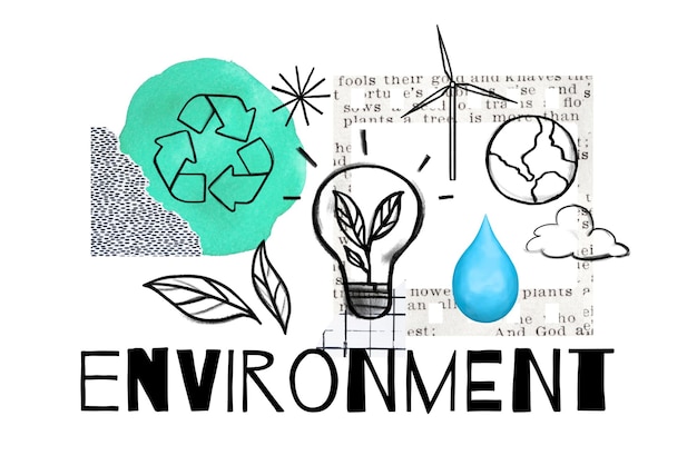 Nachhaltige Energie png Umwelt Doodle Remix durchsichtiger Hintergrund