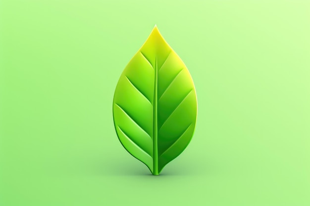 Nachhaltiges eco-grünes Blatt 3D-Rendering isoliert auf sauberem Studio-Hintergrund