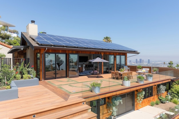 Nachhaltiges Haus in Los Angeles, Kalifornien, mit Solarpanelen zur Erzeugung sauberer Energie