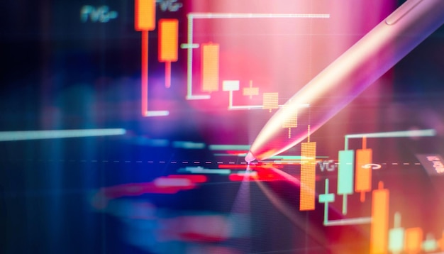 Nachhaltiges Portfoliomanagement langfristiges Vermögensmanagement mit Risikodiversifikationskonzept Candle-Stick-Diagramm des Aktienmarkt-Investmenthandels