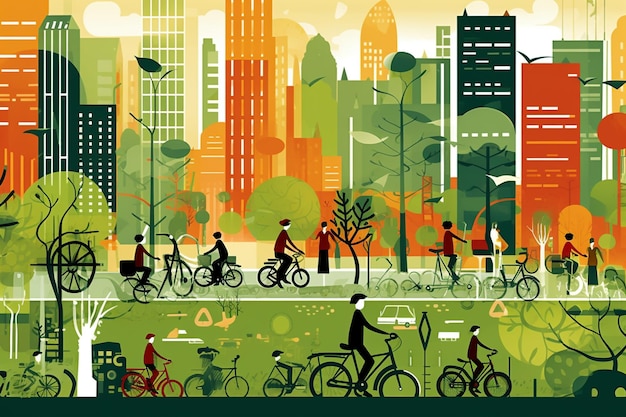 Nachhaltiges Stadtleben mit umweltfreundlichen städtischen LebensstilenxA