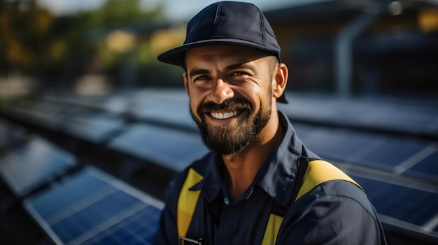 Nachhaltigkeit im Fokus Ingenieur Techniker bei Solarpanels