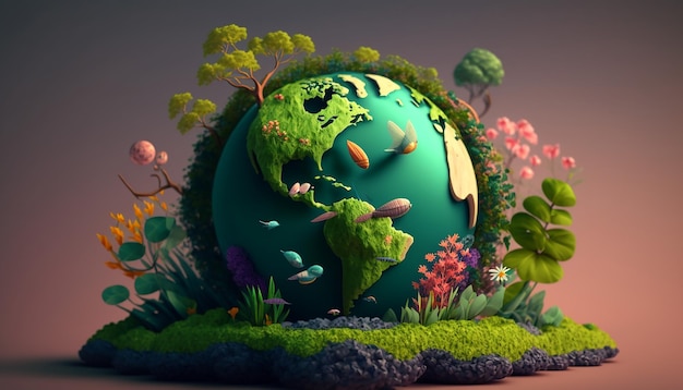 Nachhaltigkeit im kreativen Design Earth Day Illustration für Earth Day Generative AI