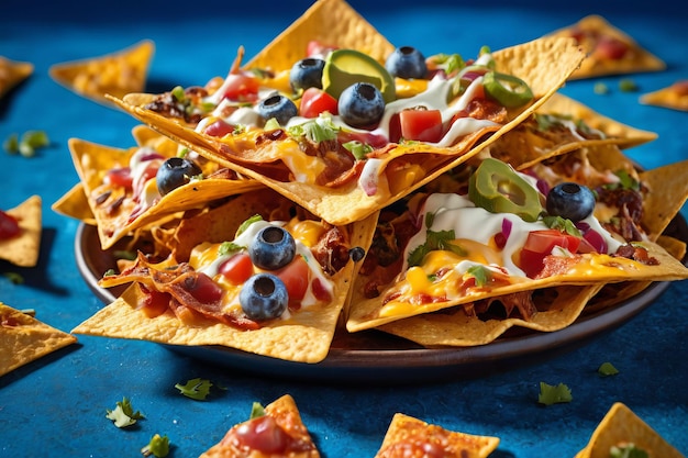 Nachos carregados com coberturas frescas