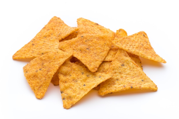 Nachos-Chips, isoliert auf Weiß