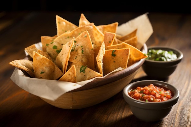 Nachos com queijo e salsa