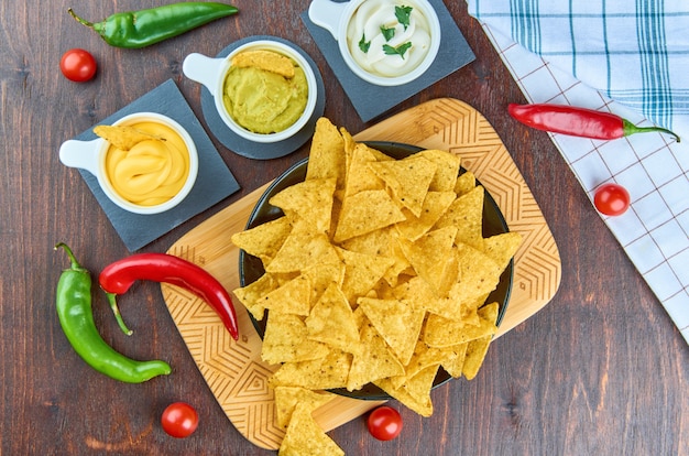 Nachos. Conceito de comida mexicana.