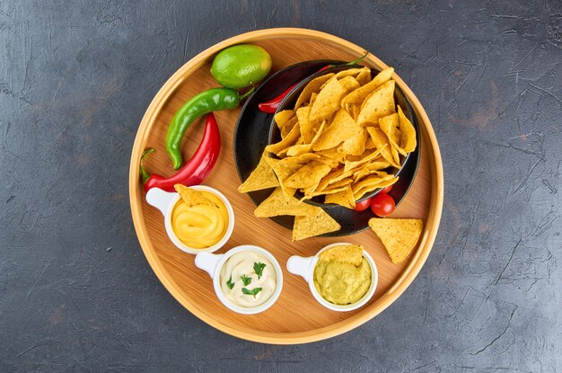 Nachos. Conceito de comida mexicana.