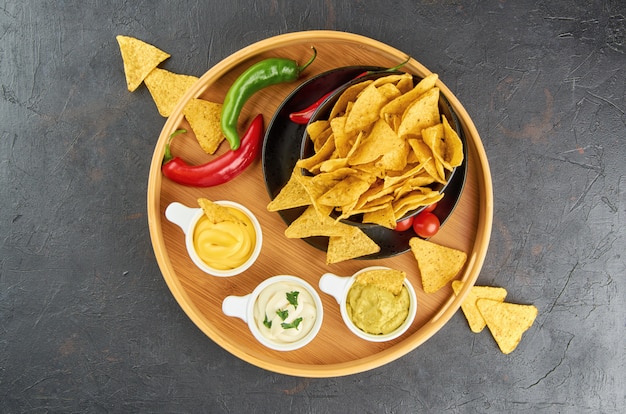 Nachos. Conceito de comida mexicana.