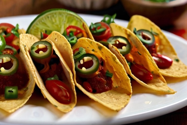 Nachos mexicanos picantes apresentação de prato de comida saborosa