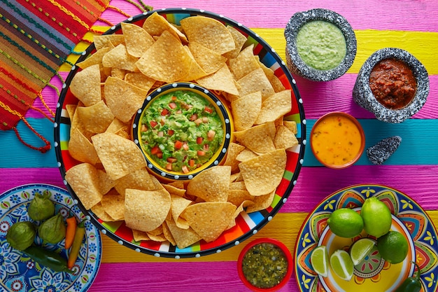 Nachos mit Guacamole-Tortilla-Chips Sombrero