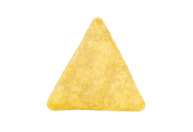 Nachos de una pieza aislado sobre fondo blanco con trazado de recorte elemento de diseño de envases Profundidad de campo completa