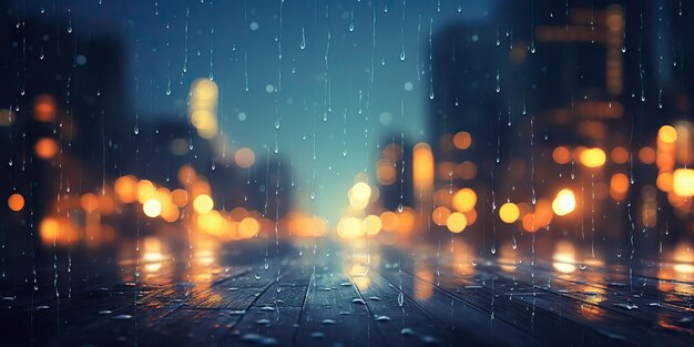 Nacht Stadt Regentag verschwommenes Bokeh-Hintergrund Stadtlandschaft Dekoration Sichtszene