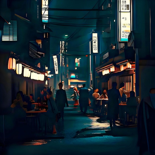 Nacht von Japan Streetfood-Menschen-Tapete