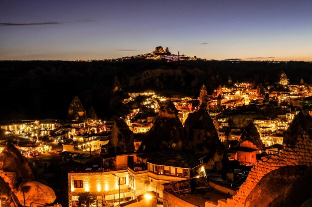 Nachtansicht der Stadt Göreme in Kappadokien