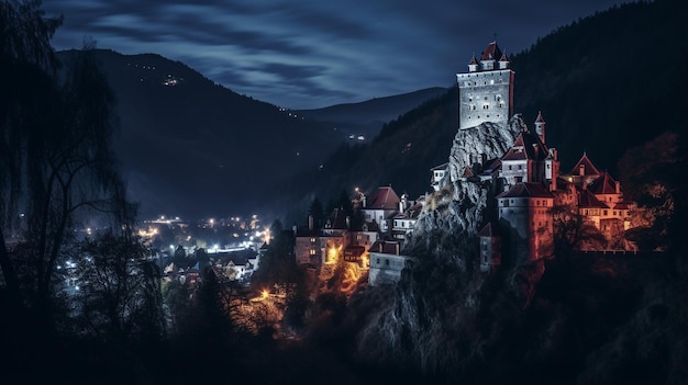 Nachtansicht von Schloss Bran Dracula-Schloss