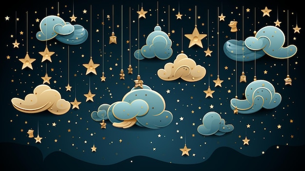 Foto nachthimmel mit wolken und sternen vektorillustration