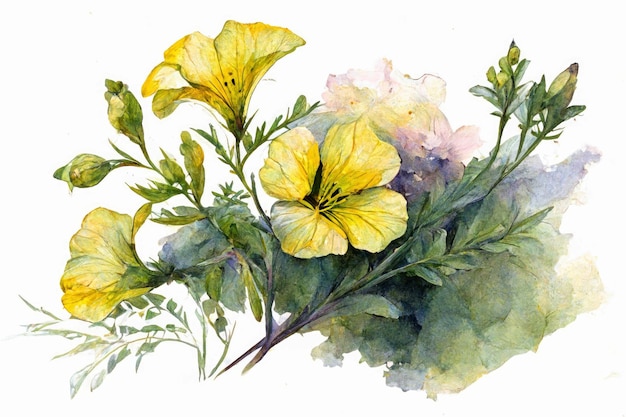 Nachtkerze Blume und Öl Aquarell Stil Illustration