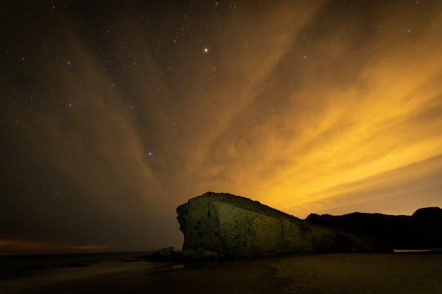 Nachtlandschaft am Strand von Monsul. Naturpark Cabo de Gata.