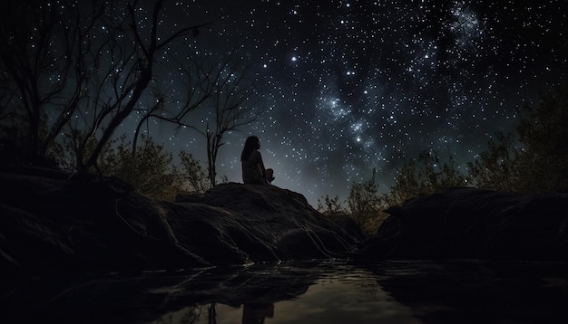 Nachtlandschaft in der Welt der Fantasie Fantasy-Konzept