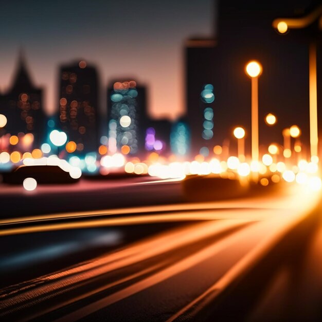 Nachtleben in der Stadt mit Straßenlampen und Bokeh verschwommenen Lichtern Effektvektor schöner Hintergrund