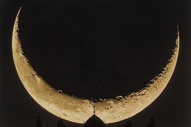 Nachtliche Schönheit Moschee Silhouette gegen den Halbmond