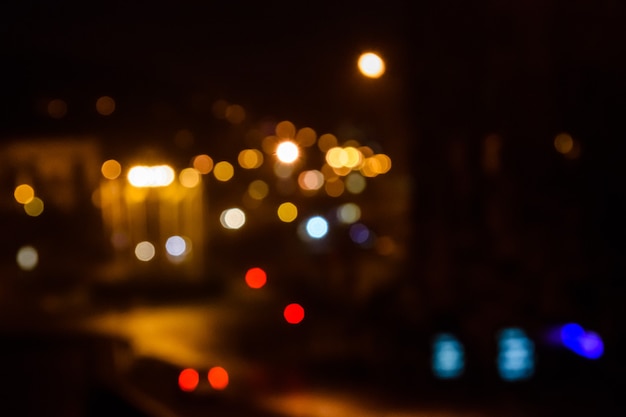 Nachtlichter der Großstadt. Bokeh-Hintergrund