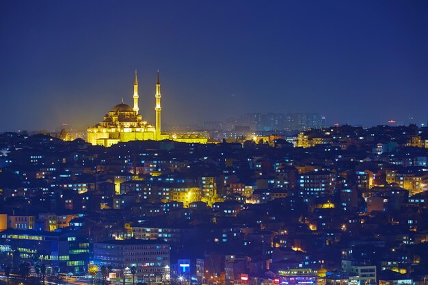 Nachtlichter von Istanbul Blick vom Galata-Turm Retro-Stil