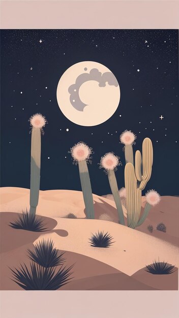 Nachtmirage - Malerei einer Wüstenlandschaft unter dem Nachthimmel