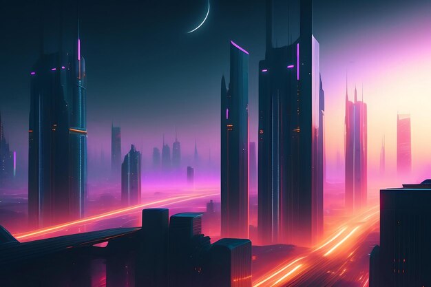 Nachtstadt-Cyberpunk-Landschaftskonzept