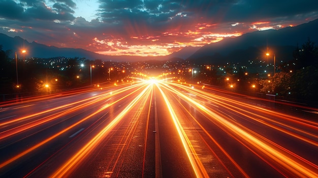 Nachtszene mit bewegungsunklarem Hintergrund und Lichtspuren