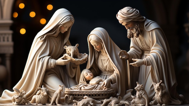 nacimiento de jesús diseño hecho a mano con luces de vela