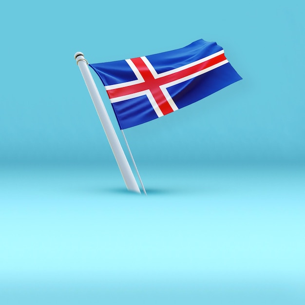 Nación de Islandia Bandera en un plano fondo pestal espacio de texto vacío