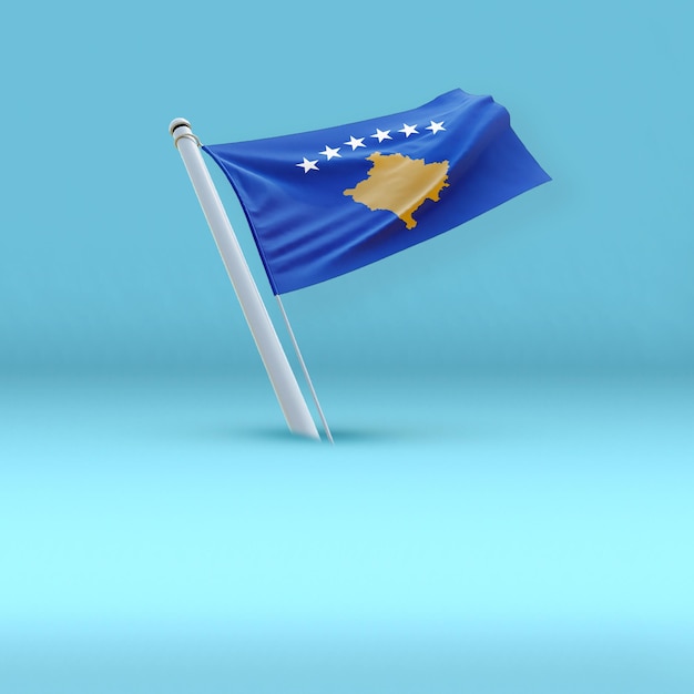 Foto nación de kosovo bandera en un plano fondo pestal espacio de texto vacío