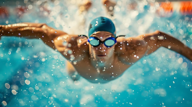 Nadador masculino en acción