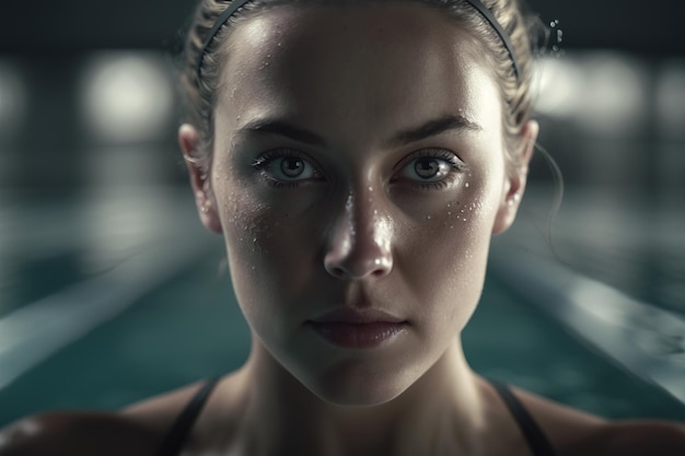 Nadador de mujer atlética joven en piscina