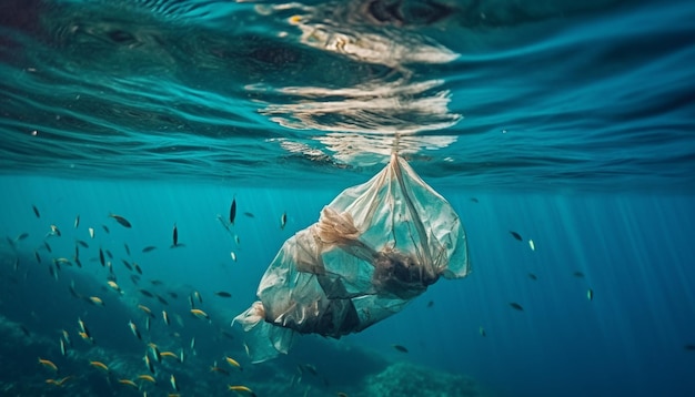 Nadar com peixes tropicais em águas cristalinas geradas por IA