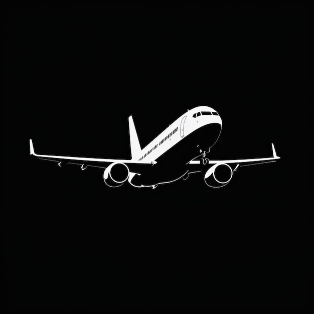 Foto nächtliche silhouette eines kommerziellen flugzeugs vektorillustration